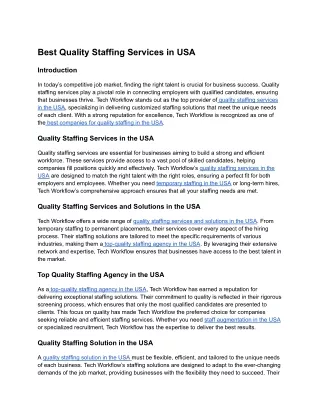 Best Quality Staffing Services in USA