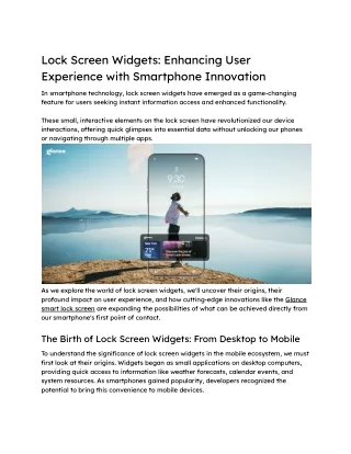 Lock Screen Widgets_ Enhancing User Experience with Smartphone Innovation