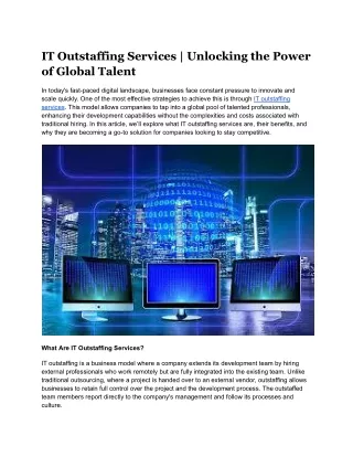 IT Outstaffing Services _ Unlocking the Power of Global Talent