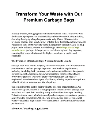 Unexpected Uses for Garbage Bags You Never Knew About