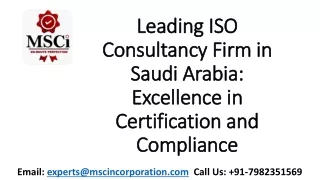 Leading ISO Consultancy Firm in Saudi Arabia