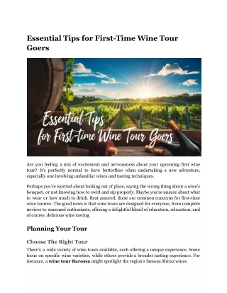 Essential Tips for First-Time Wine Tour Goers