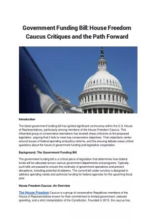 Government Funding Bill_ House Freedom Caucus Critiques and the Path Forward