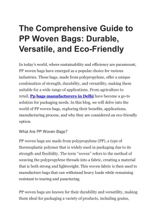 The Comprehensive Guide to PP Woven Bags