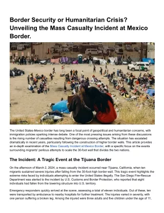 Border Security or Humanitarian Crisis_ Unveiling the Mass Casualty Incident at Mexico Border.