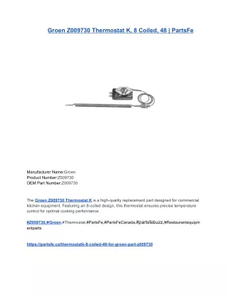 Groen Z009730 Thermostat K, 8 Coiled, 48 _ PartsFe