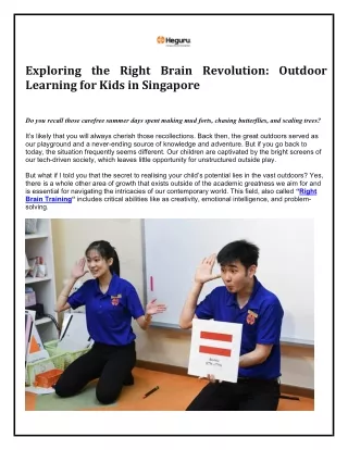 Exploring the Right Brain Revolution- Outdoor Learning for Kids in Singapore