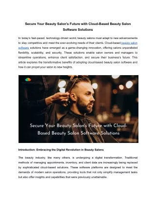 Secure Your Beauty Salon's Future with Cloud-Based Beauty Salon Software Solutions