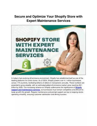 Key to a Secure Shopify Store: Expert Maintenance Services