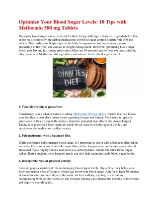 Optimize Your Blood Sugar Levels.