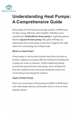 Understanding Heat Pumps