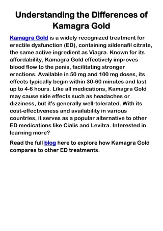 Understanding the Differences of Kamagra Gold