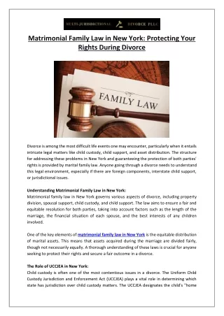 Matrimonial Family Law in New York- Protecting Your Rights During Divorce