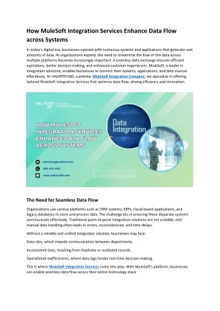 How MuleSoft Integration Services Enhance Data Flow across Systems