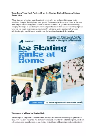 Transform Your Next Party with an Ice-Skating Rink at Home: A Unique Event Idea
