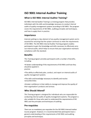ISO 9001 Internal Auditor Training-Article-1-04-2022