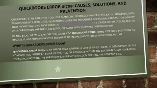 QuickBooks Error 81709: Causes and Fixes