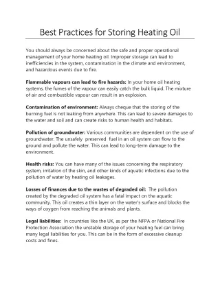 Best Practices for Storing Heating Oil