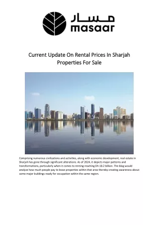 Current Update On Rental Prices In Sharjah Properties For Sale