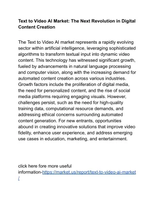 Text to Video AI Market: Transformative AI Solutions for Modern Media