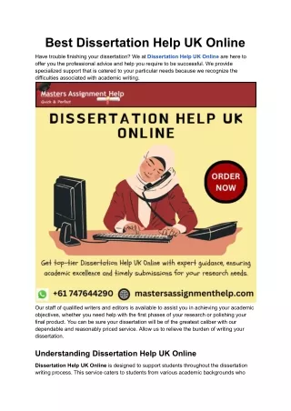 Best Dissertation Help UK Online