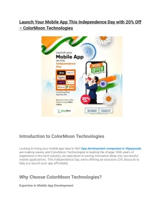 Launch Your Mobile App This Independence Day with 20% Off – ColorMoon Technologies