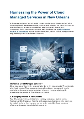 Harnessing the Power of Cloud Managed Services in New Orleans