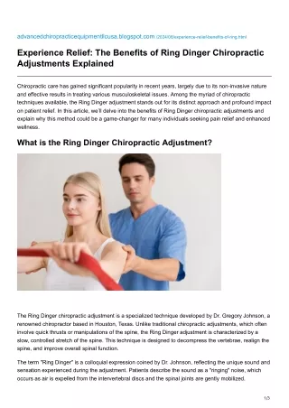Experience Relief The Benefits of Ring Dinger Chiropractic