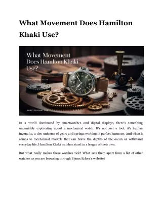 What Movement Does Hamilton Khaki Use?