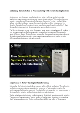 Enhancing Battery Safety in Manufacturing with Neware Testing Systems