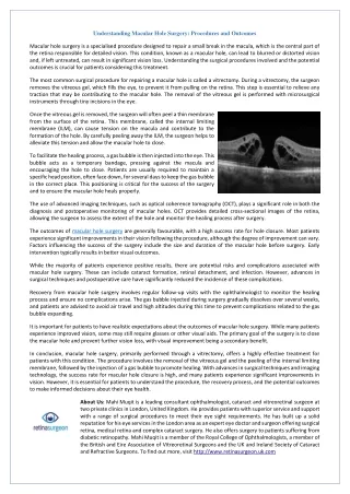 Understanding Macular Hole Surgery - Procedures and Outcomes