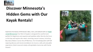 Discover Minnesota's Hidden Gems with Our Kayak Rentals!