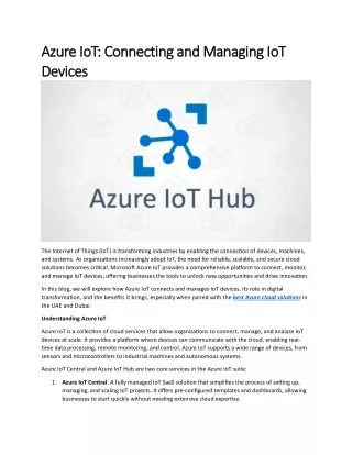 Azure IoT - Connecting and Managing IoT Devices