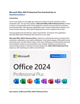 Microsoft Office 2024 Professional Plus Download Key on BuyAntivirusKey