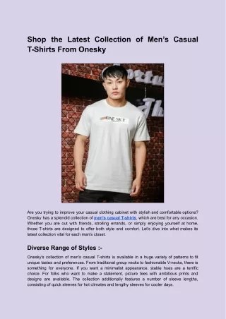Shop the Latest Collection of Men’s Casual T-Shirts From Onesky