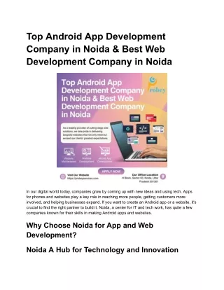 Top Android App Development Company in Noida & Best Web Development Company in Noida