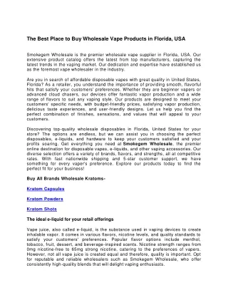 The Best Place to Buy Wholesale Vape Products in Florida