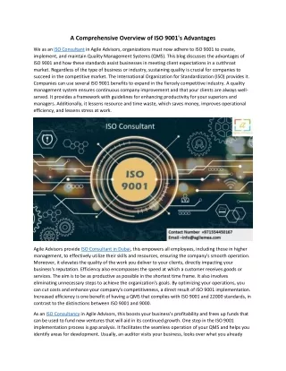 A Comprehensive Overview of ISO 9001's Advantages