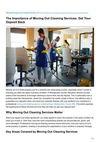 The Importance of Moving Out Cleaning Services Get Your