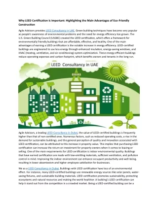 Why LEED Certification Is Important: Highlighting the Main Advantages of Eco-Fri