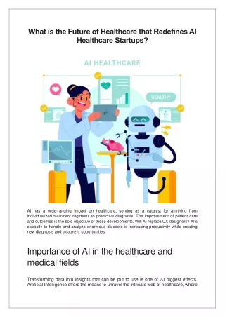 What is the Future of Healthcare that Redefines AI Healthcare Startups