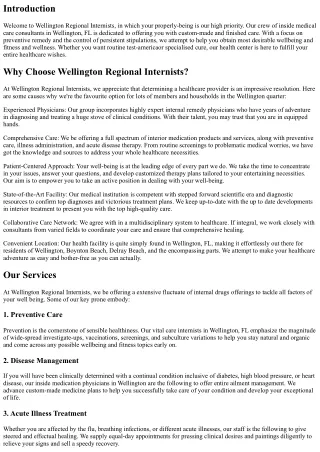 Wellington Regional Internists: Dedicated to Your Well-being