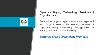 Digestate Drying Technology Providers  Organicco.uk