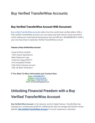 10 Quick Tips for Buy Verified TransferWise Accounts