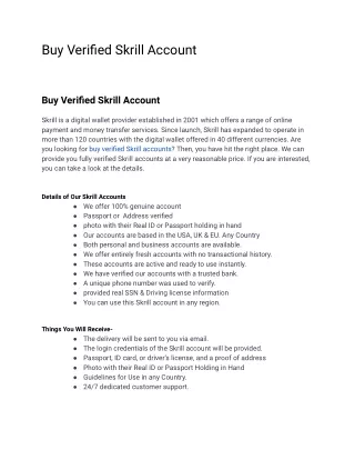 10 Quick Tips for Buy Verified Skrill Account