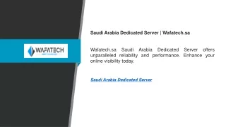 Saudi Arabia Dedicated Server  Wafatech.sa