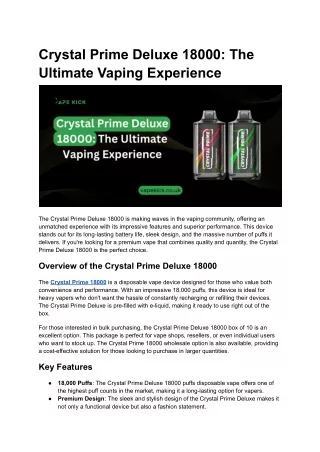 Crystal Prime Deluxe 18000_ The Ultimate Vaping Experience