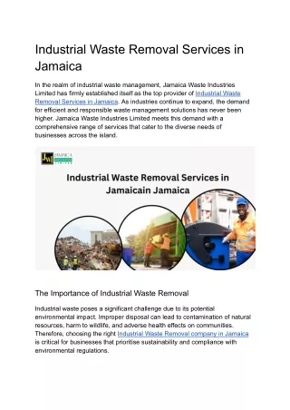 Industrial Waste Removal Services in Jamaica