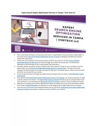 Expert Search Engine Optimization Services in Tampa
