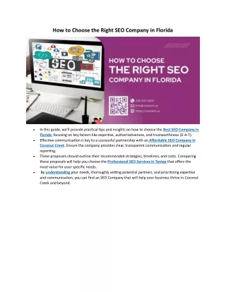 How to Choose the Right SEO Company in Florida